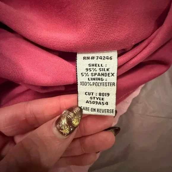 Vintage Y2K Pink Silk Midi Spaghetti Strap Dress with Ruffle Hem Size 4/Small - Picture 8 of 9